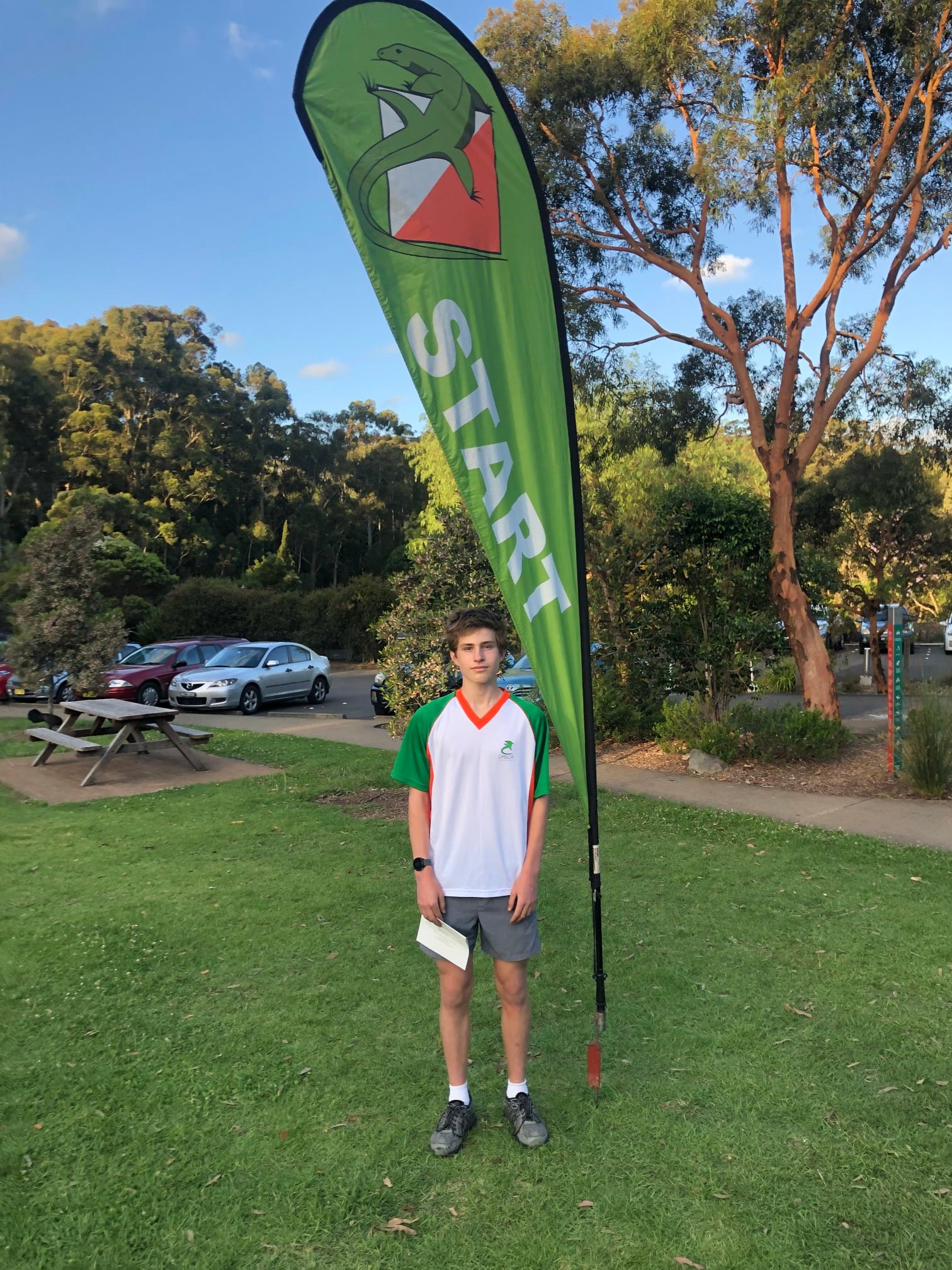 Nick at Warners Park start sign